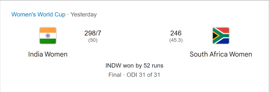 Indian team won the world cup ICC womens cricket world cup